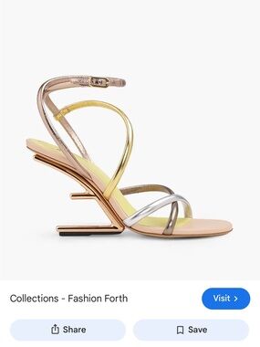 Fendi Metallic Strappy Heels in Rose Gold, Silver & Yellow